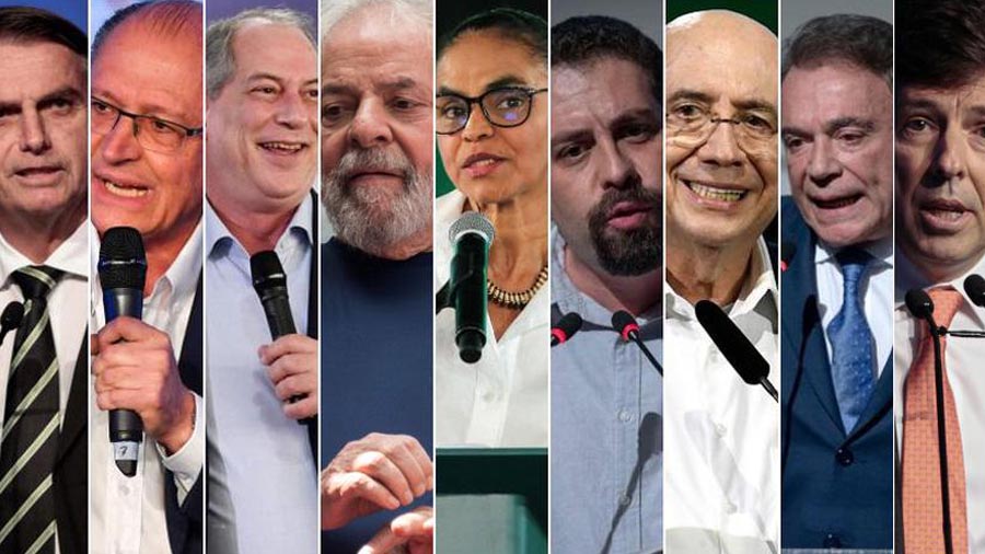 Montagem composta pelas fotografias dos 9 candidatos à Presidência da República constantes no levantamento do EM. Legalização.