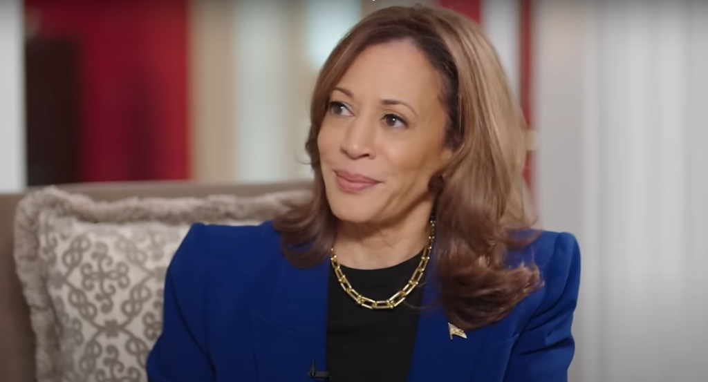 Kamala Harris durante entrevista ao podcast All The Smoke.