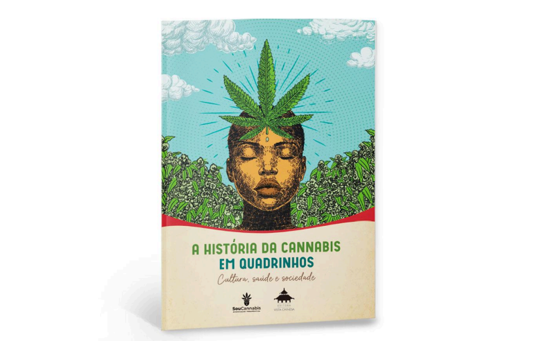 Capa da História da Cannabis em Quadrinhos: cultura saúde e sociedade. Imagem: Divulgação.